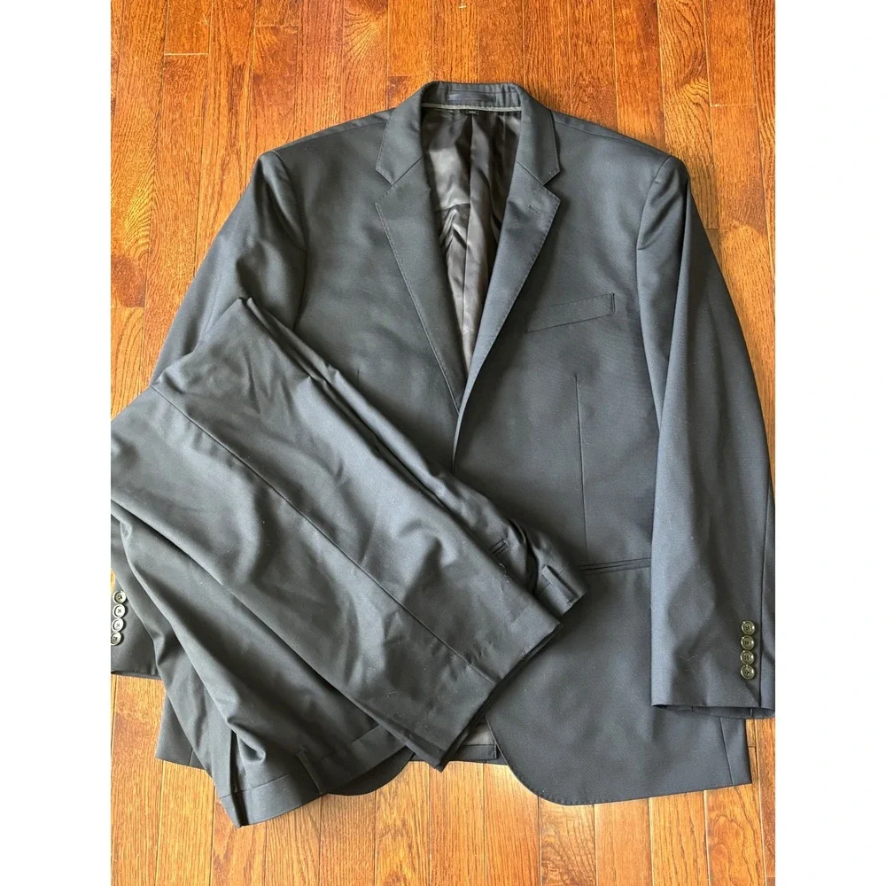 J.Crew Crosby Suit Loro Piana Super 120s Wool Navy Blue 44R 36x30 Mens